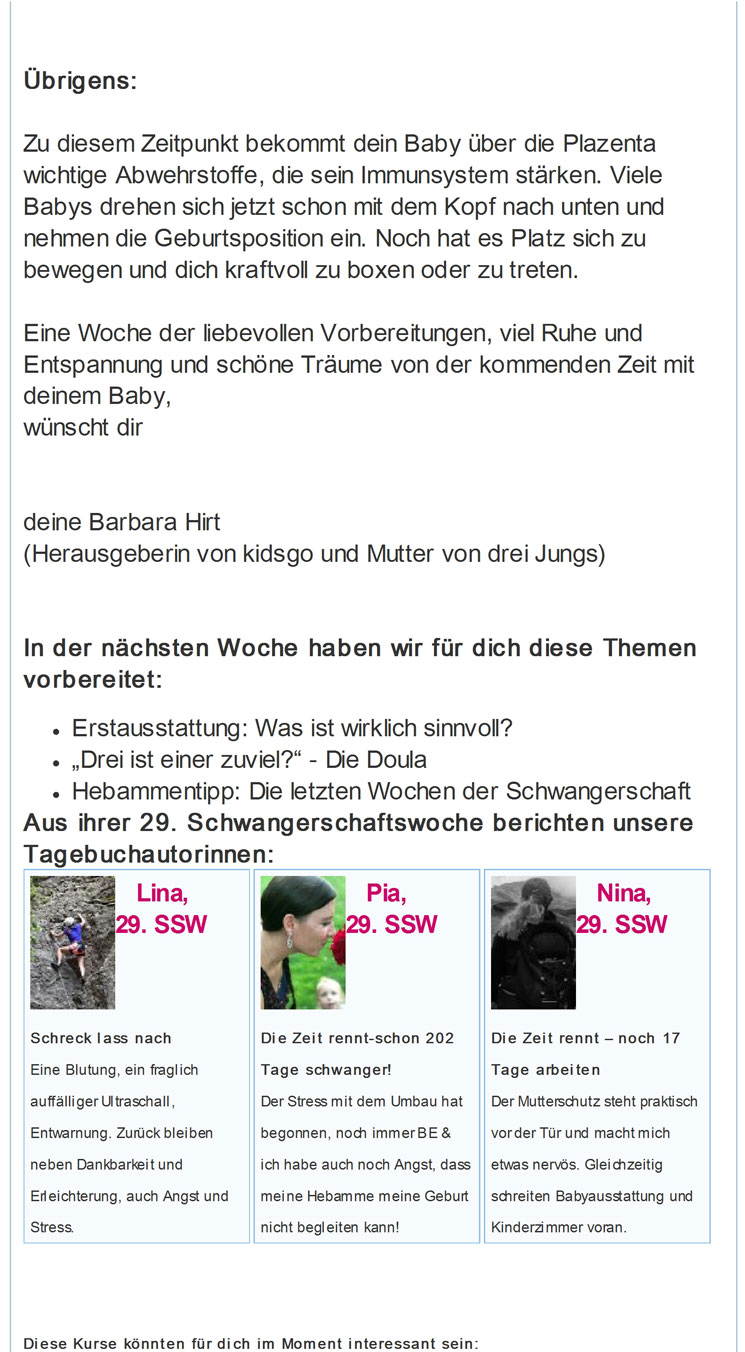 Schwangerschaftsnewsletter