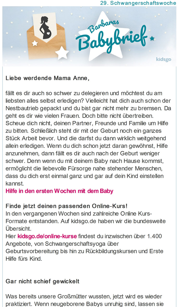 Schwangerschaftsnewsletter