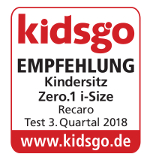 kidsgo Produkttest Testsiegel REcaro Zero1 i-size